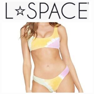 L*Space Women's Tie Dye Lizzie Sandy Diagonal 2 piece bikini top & Bottom sz L